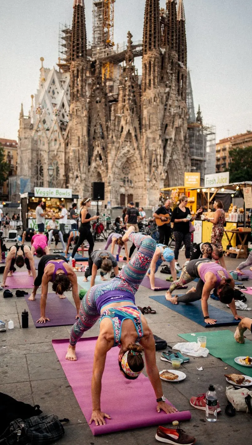 Mujer en la postura del arco, mostrando una alineación perfecta y una apertura del pecho, simbolizando el bienestar y la paz interior.